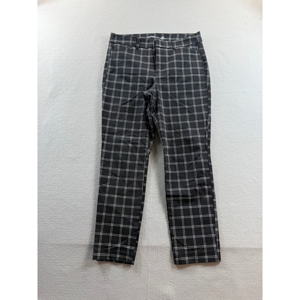 Old Navy Pixie Pants Women 10 Black White Plaid High Rise Secret-Smooth Pockets